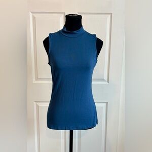 Le Chateau Blue Fitted Mock Turtleneck Tank Top